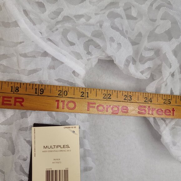 Multiples Sheer Button-Front Long Sleeve Jacket Animal Print White Size M New - Picture 10 of 11